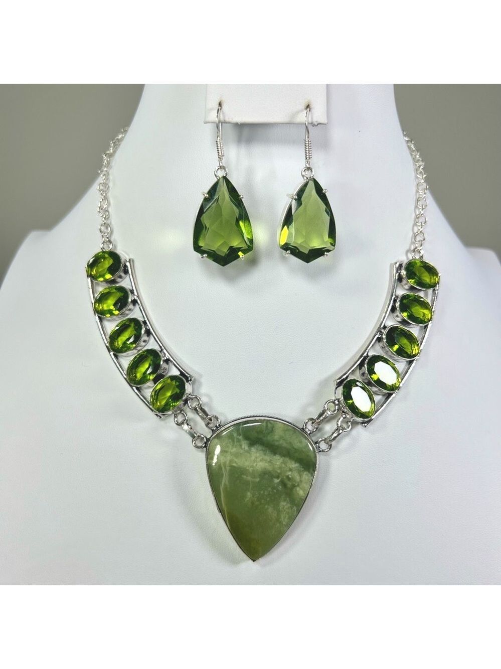 Larsonite Peridot 925 Large Gemstone Necklace ONLY